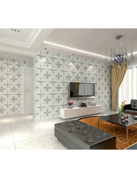 PANNELLO 3D WALL PER DECORAZIONI DI PARETI E SOFFITTI MOD. "STAR" 50X50 CF. 1MQ