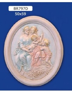 FRAMEWORK BAS-RELIEF IN PLASTER, PAINTED 50X59