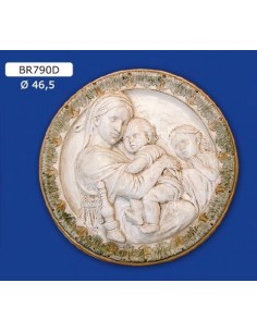 FRAMEWORK BAS-RELIEF IN PLASTER, PAINTED, DIAM.46,5