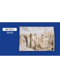 FRAMEWORK BAS-RELIEF IN PLASTER, PAINTED 30X20