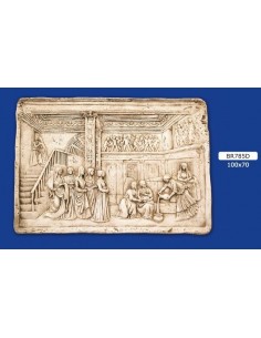 FRAMEWORK BAS-RELIEF IN PLASTER, PAINTED 100X70