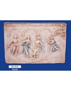 QUADRO BASSORILIEVO IN GESSO VERNICIATO  90X59