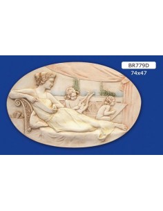 FRAMEWORK BAS-RELIEF IN PLASTER, PAINTED 77X47