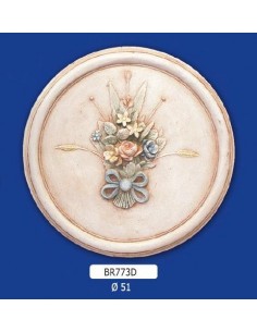 FRAMEWORK BAS-RELIEF IN PLASTER, PAINTED, DIAM.51