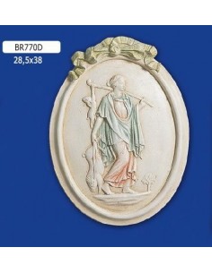 MARCO BAJORRELIEVE EN YESO, PINTADO 28,5X38