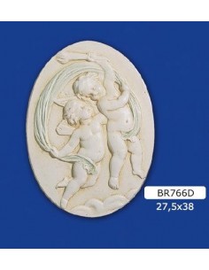 MARCO BAJORRELIEVE EN YESO, PINTADO 27.5X38
