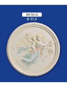 MARCO BAJORRELIEVE EN YESO, PINTADO, DIAM.37,5