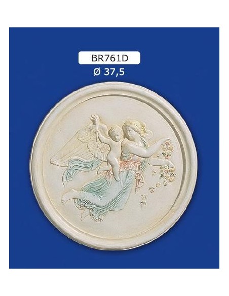 MARCO BAJORRELIEVE EN YESO, PINTADO, DIAM.37,5
