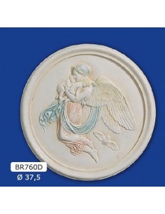 MARCO BAJORRELIEVE EN YESO, PINTADO, DIAM.37,5