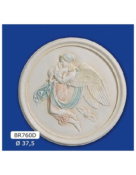 MARCO BAJORRELIEVE EN YESO, PINTADO, DIAM.37,5