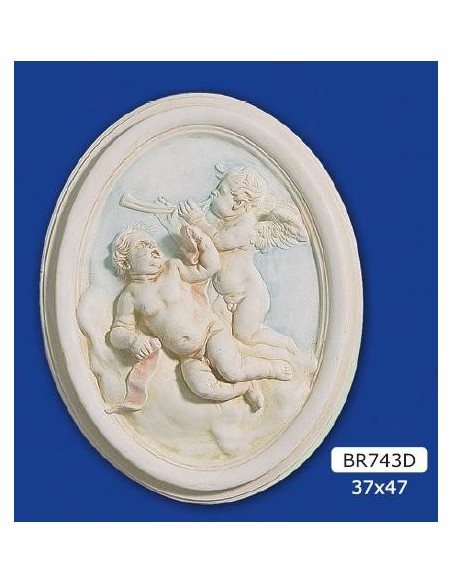 FRAMEWORK BAS-RELIEF IN PLASTER, PAINTED 37X47