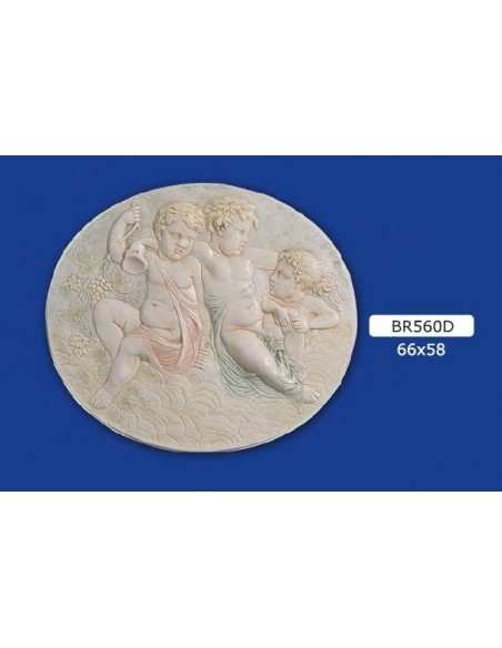 FRAMEWORK BAS-RELIEF IN PLASTER, PAINTED 66X58