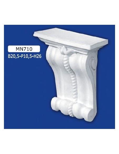 MENSOLA IN GESSO DECORATA VERNICIABILE 20,5X10,5 H26