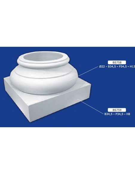 BASE FOR COLUMNS PLASTER D22XB34,5XP34,5XH13