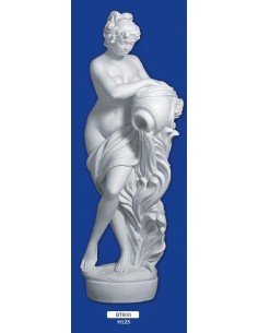 STATUE FRAU MIT KRUG AUS GIPS-FRIES, H 125