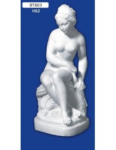 STATUE FRAU IN GIPS FRIES, H 62