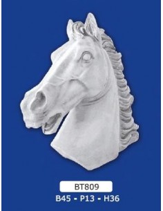 STATUA TESTA DI CAVALLO  IN GESSO FREGIO B45XP13XH36 