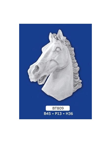 STATUA TESTA DI CAVALLO  IN GESSO FREGIO B45XP13XH36 
