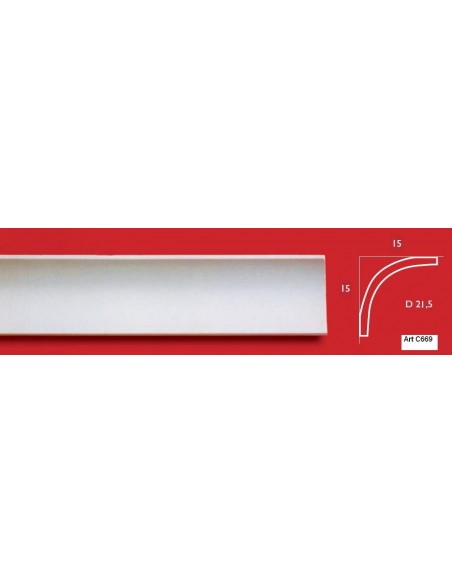 CORNICE IN GESSO CERAMICO DA PARETE PER INTERNI VERNICIABILE  ART. 669 Asta da MT.1,5