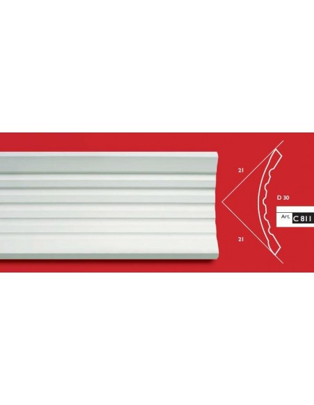 CORNICE IN GESSO CERAMICO DA PARETE PER INTERNI VERNICIABILE  ART.900 Asta da MT.1,5