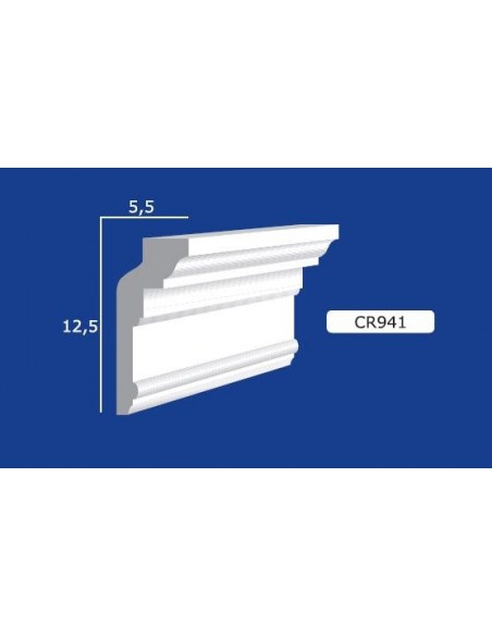 CORNICE DA PARETE PER INTERNI  IN GESSO CERAMICO VERNICIABILE  ART. 303  ASTA DA 1,5 MT