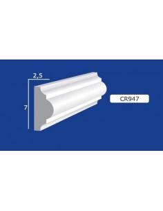 CORNICE DA PARETE PER INTERNI  IN GESSO CERAMICO VERNICIABILE ART.  942  ASTA DA 1,5 MT