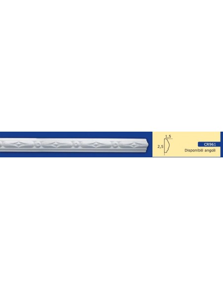 RAHMEN AUS GIPS, KERAMISCHE WAND-FÜR INNEN LACKIERBAR.ART.961 STANGE VON 1,5 M
