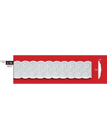 CORNICE IN GESSO CERAMICO DA PARETE PER INTERNI VERNICIABILE  ART. C70