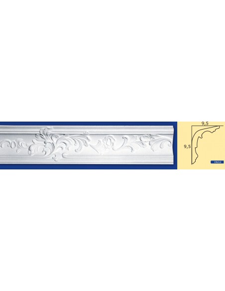 CORNICE DA PARETE PER INTERNI  IN GESSO CERAMICO VERNICIABILE  212 ASTA DA 1,5 MT