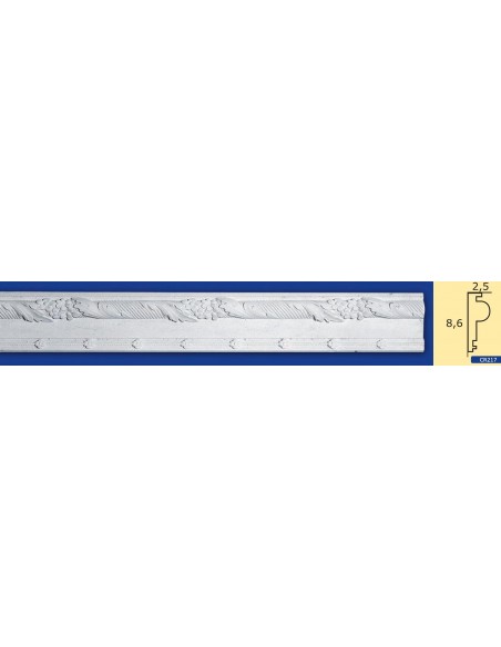 CORNICE DA PARETE PER INTERNI  IN GESSO CERAMICO VERNICIABILE  ART. 217 ASTA DA 1,5 MT