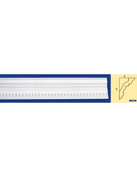 CORNICE DA PARETE PER INTERNI  IN GESSO CERAMICO VERNICIABILE  ART.250 ASTA DA 1,5 MT