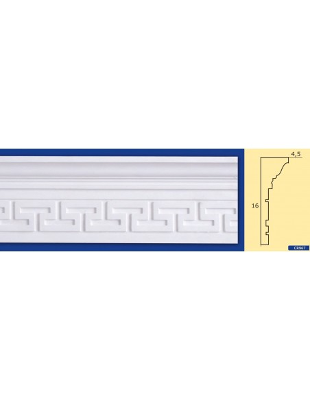 CORNICE DA PARETE PER INTERNI  IN GESSO CERAMICO VERNICIABILE  ART. 967 ASTA DA 1,5 MT