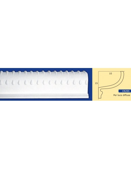 CORNICE DA PARETE PER INTERNI  IN GESSO CERAMICO VERNICIABILE  ART.295 ASTA DA 1,5 MT