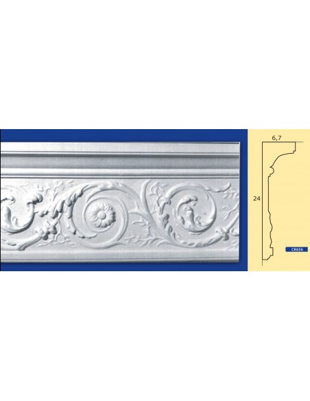 CORNICE DA PARETE PER INTERNI  IN GESSO CERAMICO VERNICIABILE  ART. 656 ASTA DA 1,5 MT