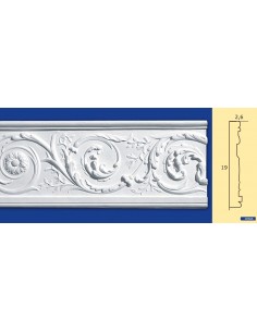 CORNICE DA PARETE PER INTERNI  IN GESSO CERAMICO VERNICIABILE  ART. 666  ASTA DA 1,5 MT