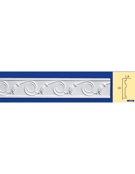 CORNICE DA PARETE PER INTERNI  IN GESSO CERAMICO VERNICIABILE  ART. 684  ASTA DA 1,5 MT