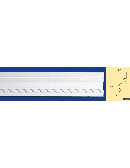 CORNICE DA PARETE PER INTERNI  IN GESSO CERAMICO VERNICIABILE  ART.693  ASTA DA 1,5 MT