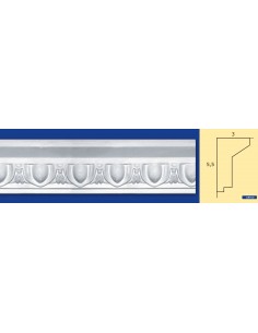 CORNICE DA PARETE PER INTERNI  IN GESSO CERAMICO VERNICIABILE  ART.910  ASTA DA 1,5 MT