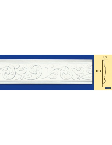 CORNICE DA PARETE PER INTERNI  IN GESSO CERAMICO VERNICIABILE ART.  990  ASTA DA 1,5 MT