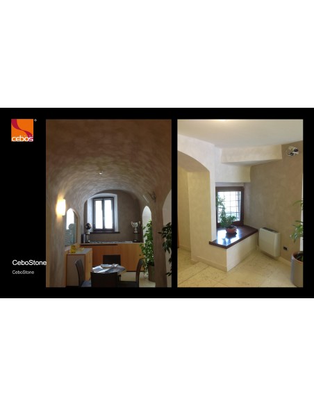 CEBOSTONE Finitura acrilica, per esterni- interni che consente di ottenere grade