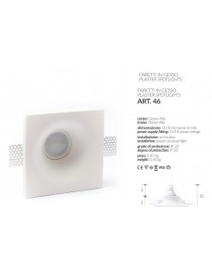 LED-EINBAULEUCHTE IN GIPS QUADRAT, UNTEN, ART.1 MIS. cm.12X12x2.5