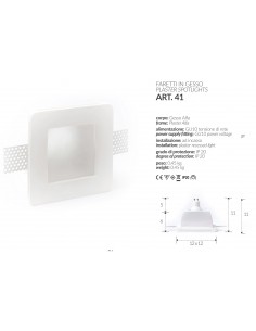PORT DOWNLIGHT PLASTER SQUARE cm.12X12 recessed full ring 