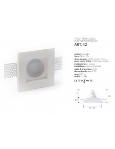 PORT DOWNLIGHT PLASTER SQUARE cm.9,5X9,5 recessed full ring 