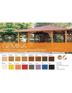 Gemina,vernice impregnante all'acqua per legno colorata