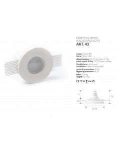 PORT SPOTLIGHT IN PLASTER, ROUND, diam.9,5 recessed full ring 