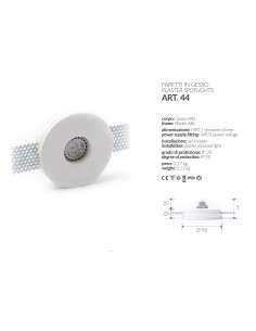 PORT SPOTLIGHT IN PLASTER, ROUND, diam.9,5 recessed full ring 