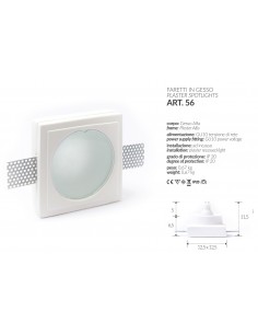 PORT-led-einbauleuchte IN GIPS mit RAHMEN cm.12,5x12,5 einbau-komplett-o-ring