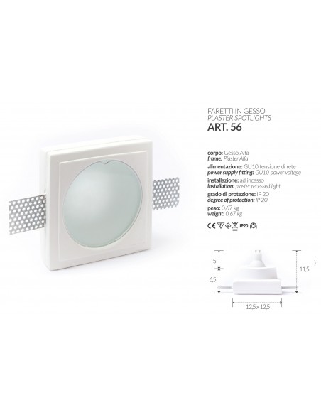 PUERTO de SPOTLIGHT EN YESO MARCO de la cm.12,5x12,5 empotrados full ring 