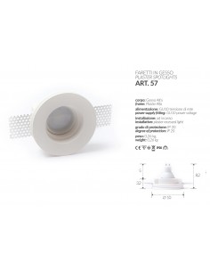 LED-EINBAULEUCHTE IN GIPS QUADRAT, UNTEN, ART.1 MIS. cm.12X12x2.5