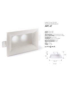 LED-EINBAULEUCHTE IN GIPS QUADRAT, UNTEN, ART.1 MIS. cm.12X12x2.5